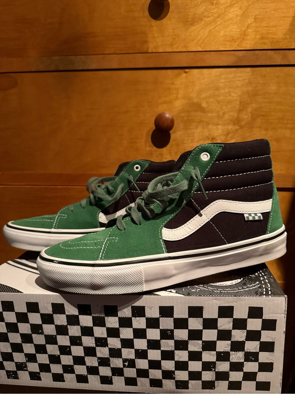 Vans Pro Skate Green Black White Sk8 Hi Shoes